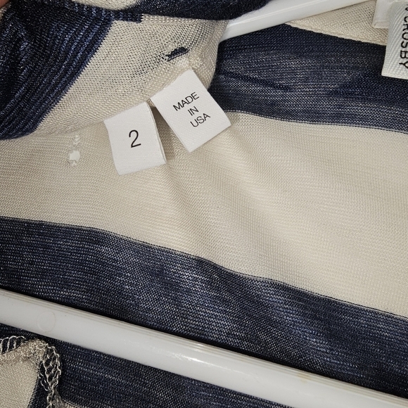 Derek LAM 10 CROSBY Draped Front Blouse in Midnight Stripe Size 2 - Picture 14 of 15